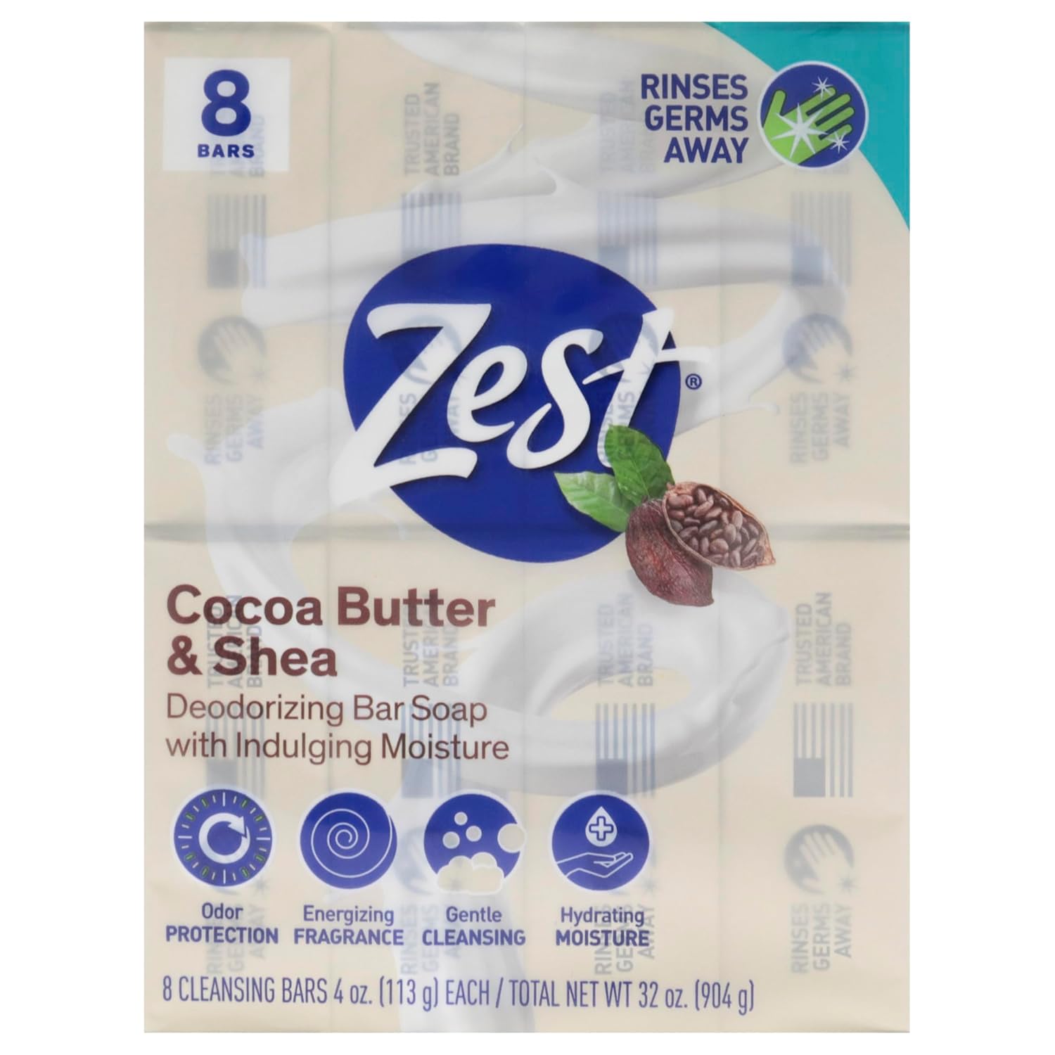 Zest Cocoa Butter & Shea · 8 barras · 4 oz